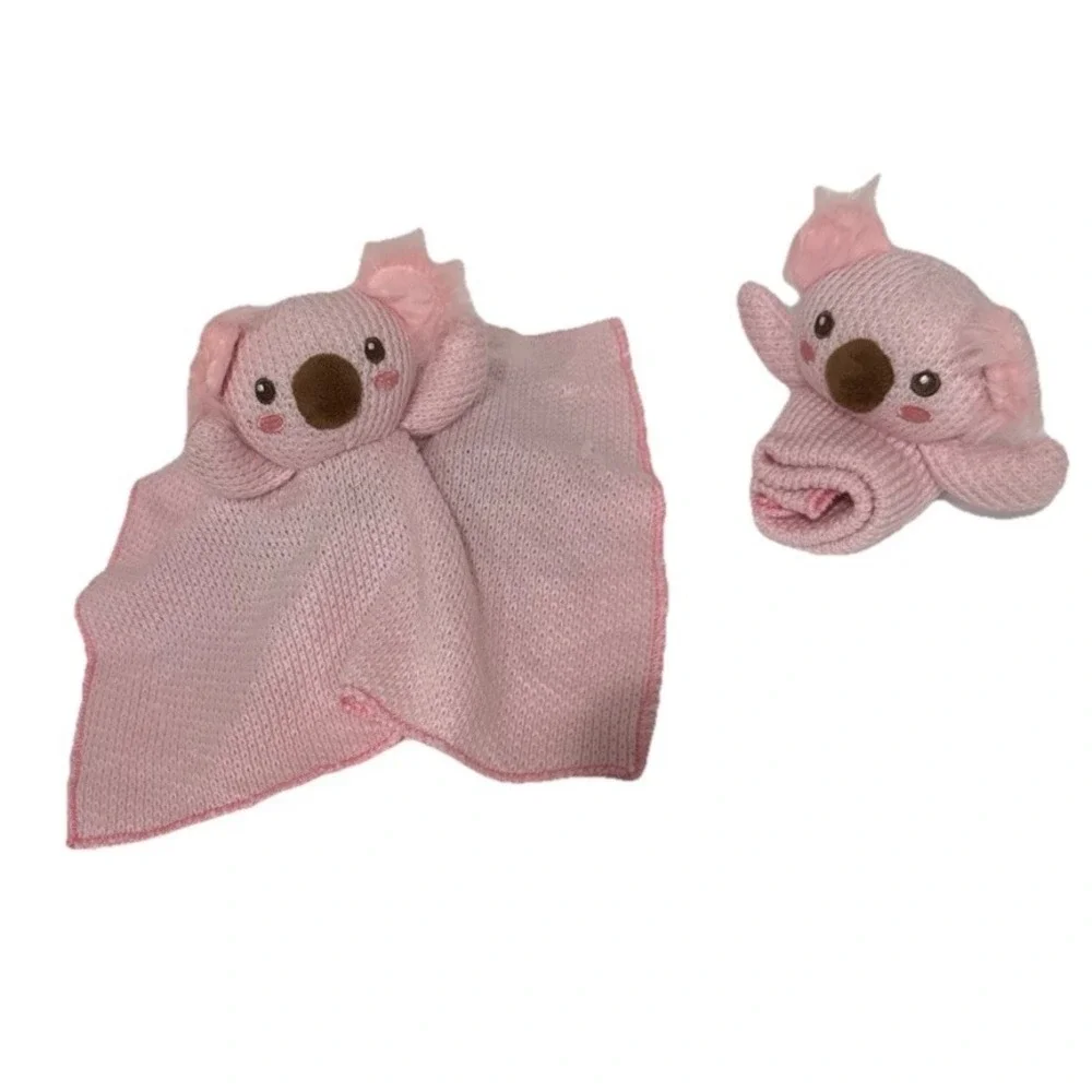 Lot Of 2 Moon & Stars Pink Koala Lovey Security Blanket Newborn Plush Infant Toy